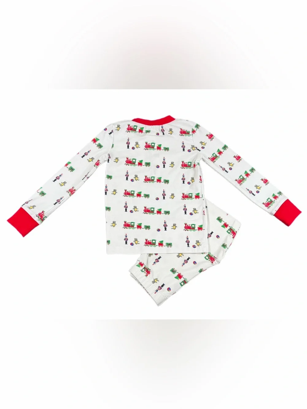 ISHTEX Toy Train Pima Christmas Pajama Set- 24M